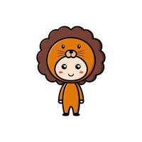 Cute character design wearing a lion costume vector