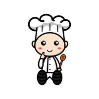 cute chef character on white background vector