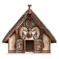 Traditional Maori meeting house isolated on transparent background png