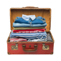 Weekend clothing suitcase isolated on transparent background png