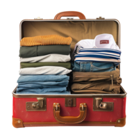 Weekend clothing suitcase isolated on transparent background png