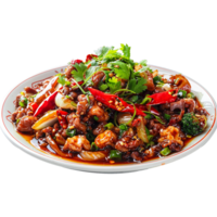 Tasty plate of sichuan isolated on transparent background png