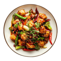 Tasty plate of sichuan isolated on transparent background png