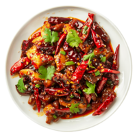 Tasty plate of sichuan isolated on transparent background png