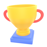 uma amarelo troféu simbolizando recompensa e concorrência isolado em uma transparente fundo png