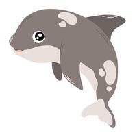 Cute shark. Happy underwater animal with eyes and mouth. Childish character. Colored flat cartoon illustration vector