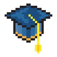 Graduation hat in pixel art style vector