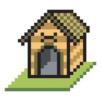 Dog house with pixel art design vector