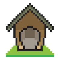 Dog house with pixel art design vector