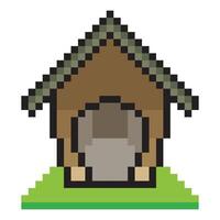 Dog house with pixel art design vector