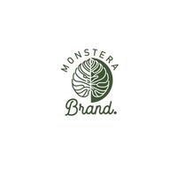 monstera leaf logo design illustration vector