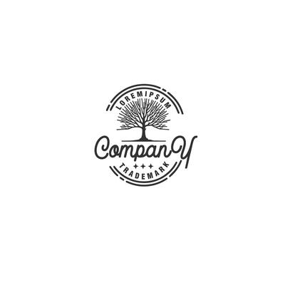 tree without leaves vintage badge label stamp logo illustration