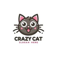 Kawaii Crazy Cat Logo Design vector
