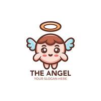 Cute Angel Logo Design Cartoon Character vector