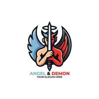 ángel y demonio logo diseño vector