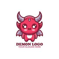 Cute Little Demon Logo Design vector