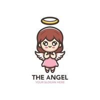 Cute Angel Logo Design Cartoon Character vector