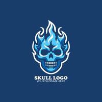 Blue Fire Skull Logo Design vector