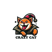 Crazy Cat Design Logo vector