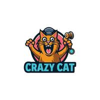 Crazy Cat Design Logo vector