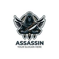 increíble asesino mascota logo diseño vector