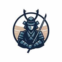 samurai mascota diseño logo vector