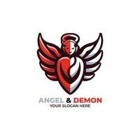 ángel y demonio logo diseño vector