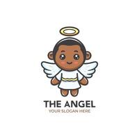 Cute Angel Logo Design Cartoon Character vector