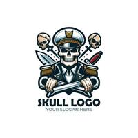 Skull Captain Logo Design vector