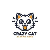 Kawaii Crazy Cat Logo Design vector