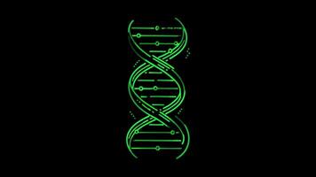Glowing looping icon, dna effect, black background. video