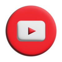 3D youtube logo icon isolated on transparent background png