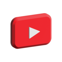 3D youtube logo icon isolated on transparent background png