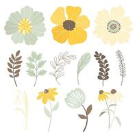 et of flower. Hand drawn decorative elements. vector