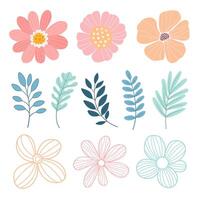 et of flower. Hand drawn decorative elements. vector