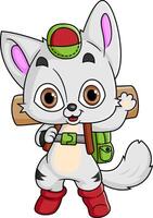 Cartoon Standing cat with Backpack vector