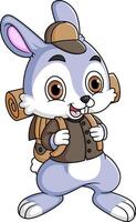 Cartoon Standing rabbit with Backpack vector