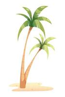Cartoon palm trees and sand on white background. element for design vector