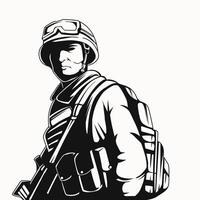 Army soldier black and white vector