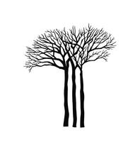 hand drawn naked tree silhouettes isolated on white background. illustration vector