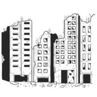 damege buildings sketch vector