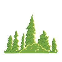 color silueta con arboles y conífero bosque para paisaje ilustración vector