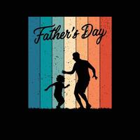 Father and son dancing and celebrating Happy Fathers Day. Father's Day poster or banner template vector