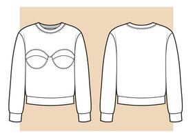 Sweatshirt with bra shape inserts, fashion illustration vector