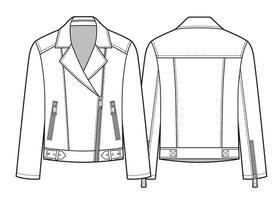 Leather Jacket, fashion flats template vector