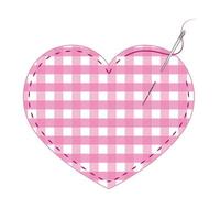 flat heart with chess checkered texture and stitches vector
