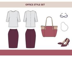 Fashionable clothes for the office. Woman's suit for office. vector