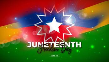 Juneteenth Freedom Day Design. African American June 19 Independence Day. Annual American Emancipation Holiday Illustration with Colorful Typography Lettering and Flag on Red Yellow Green vector