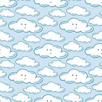 Cute clouds characters seamless pattern vector