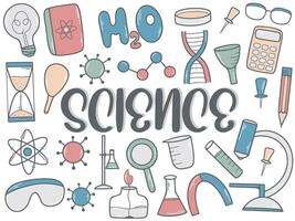 Science color doodle sketch style poster vector